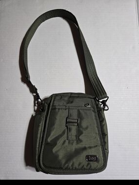 lug Infinity Olive Green Nylon Crossbody Bag with Adjustable Strap
